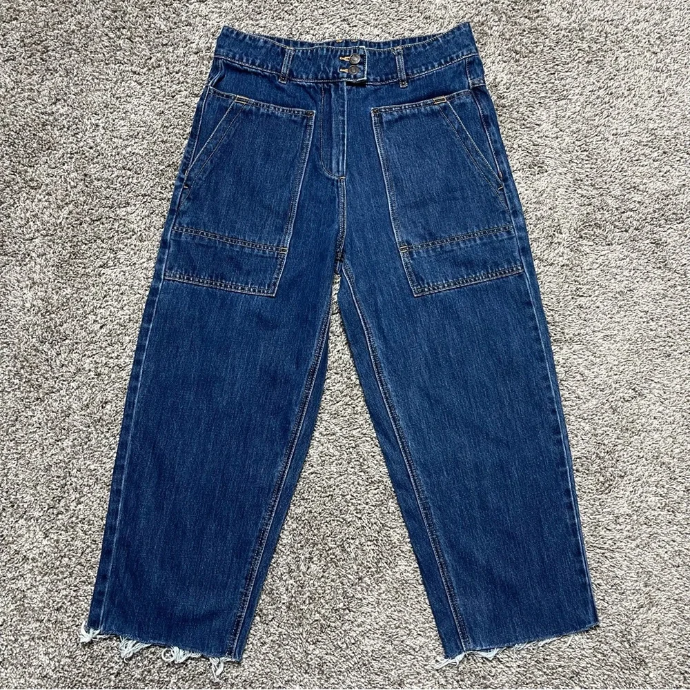 Forever 21 Premium Denim Los Angeles High Rise Wide Leg Raw Hem Jeans Size 28